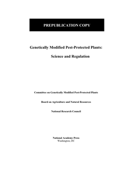 Genetically Modified Pest-Protected Plants: Science and Regulation