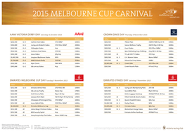2015 Melbourne Cup Carnival Fixture