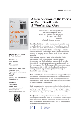 A New Selection of the Poems of Pentti Saarikoski: a Window Left Open