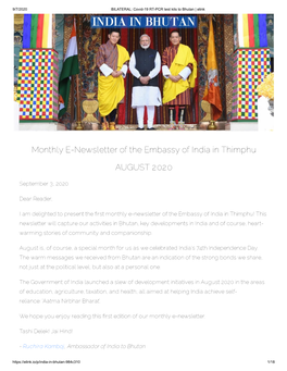 Monthly E-Newsletter of the Embassy of India, Thimphu