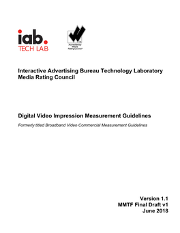 Digital Video Impression Measurement Guidelines