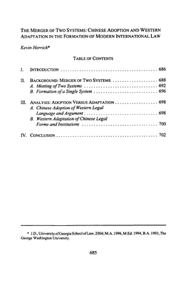 Chinese Adoption and Western Adaptation in the Formation of Modern International Law