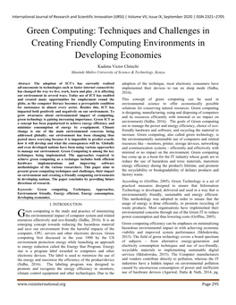 Green Computing: Techniques and Challenges in Creating Friendly Computing Environments in Developing Economies