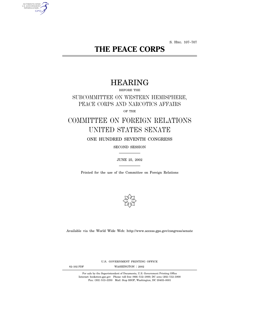 The Peace Corps Hearing Committee on Foreign