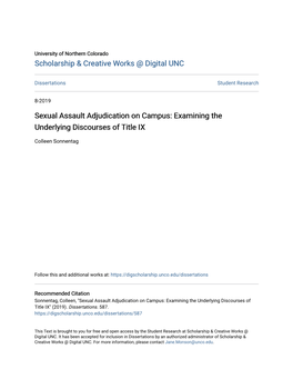 Sexual Assault Adjudication on Campus: Examining the Underlying Discourses of Title IX