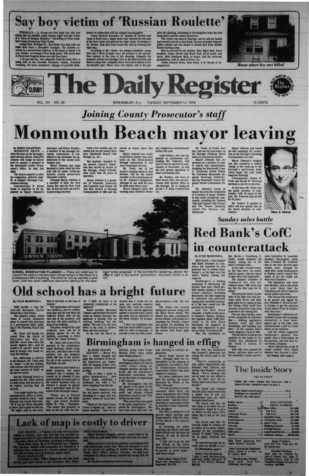 Monmouth Beach Mayor Leaving