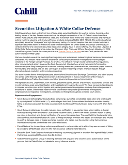 Securities Litigation & White Collar Defense