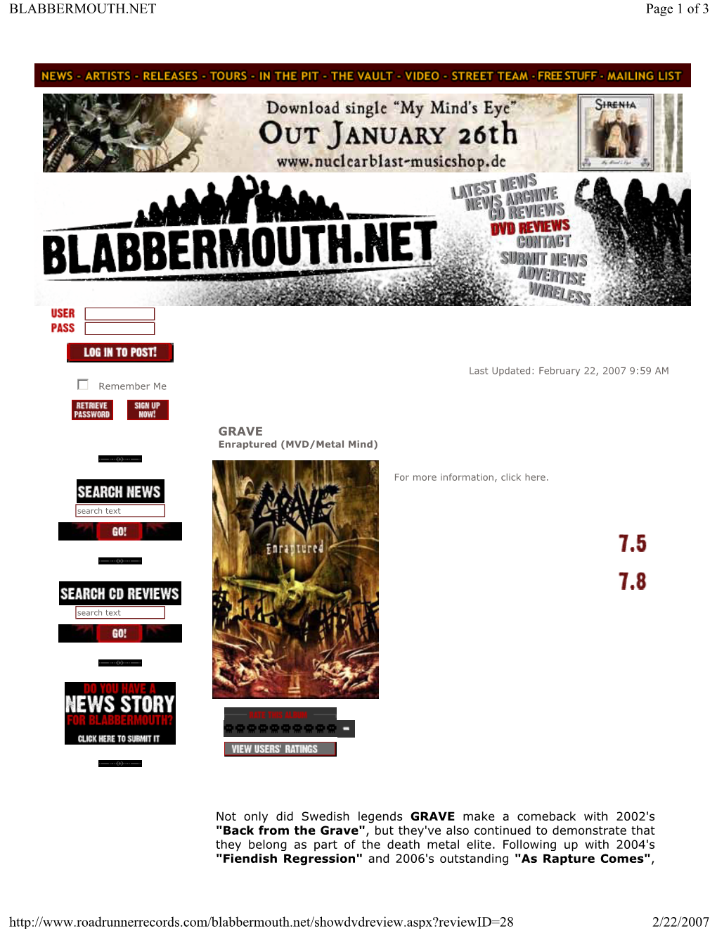 Page 1 of 3 BLABBERMOUTH.NET 2/22/2007