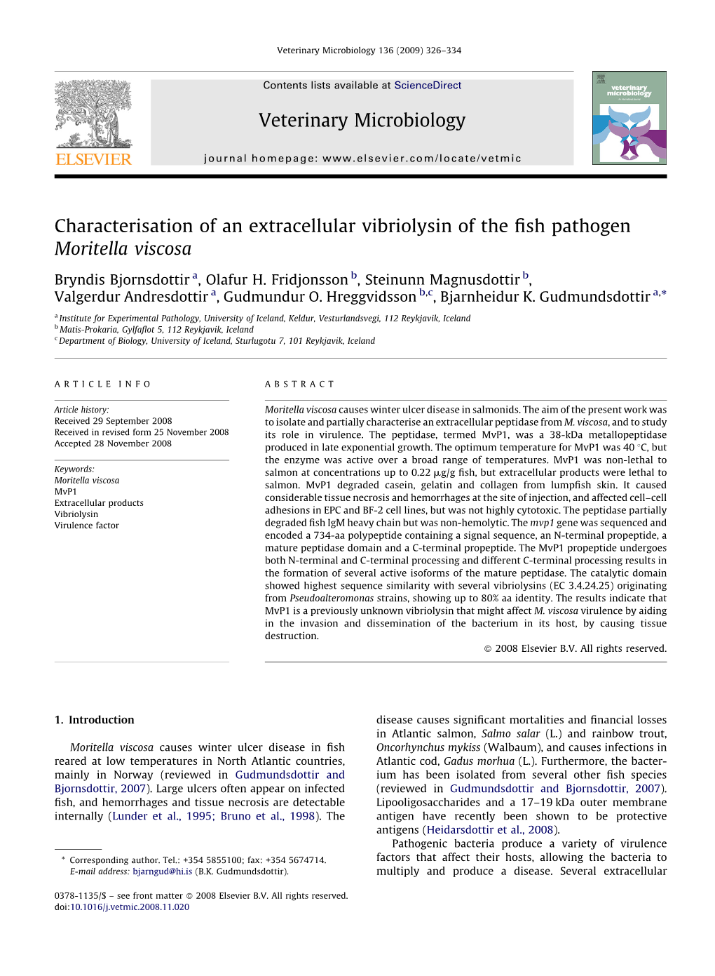 Characterisation of an Extracellular Vibriolysin of the Fish Pathogen