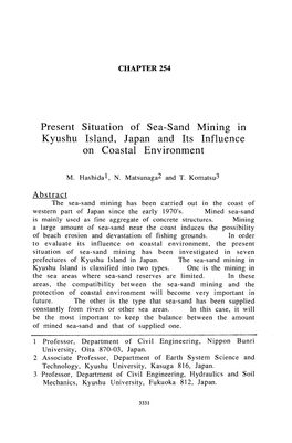 Present Situation of Sea-Sand Mining in Kyushu Island, Japan and Its Influence on Coastal Environment
