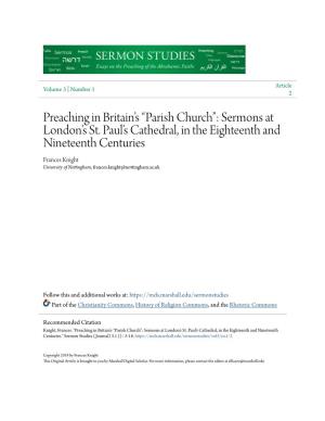 “Parish Church”: Sermons at London's St. Paul's Cathedral, in The