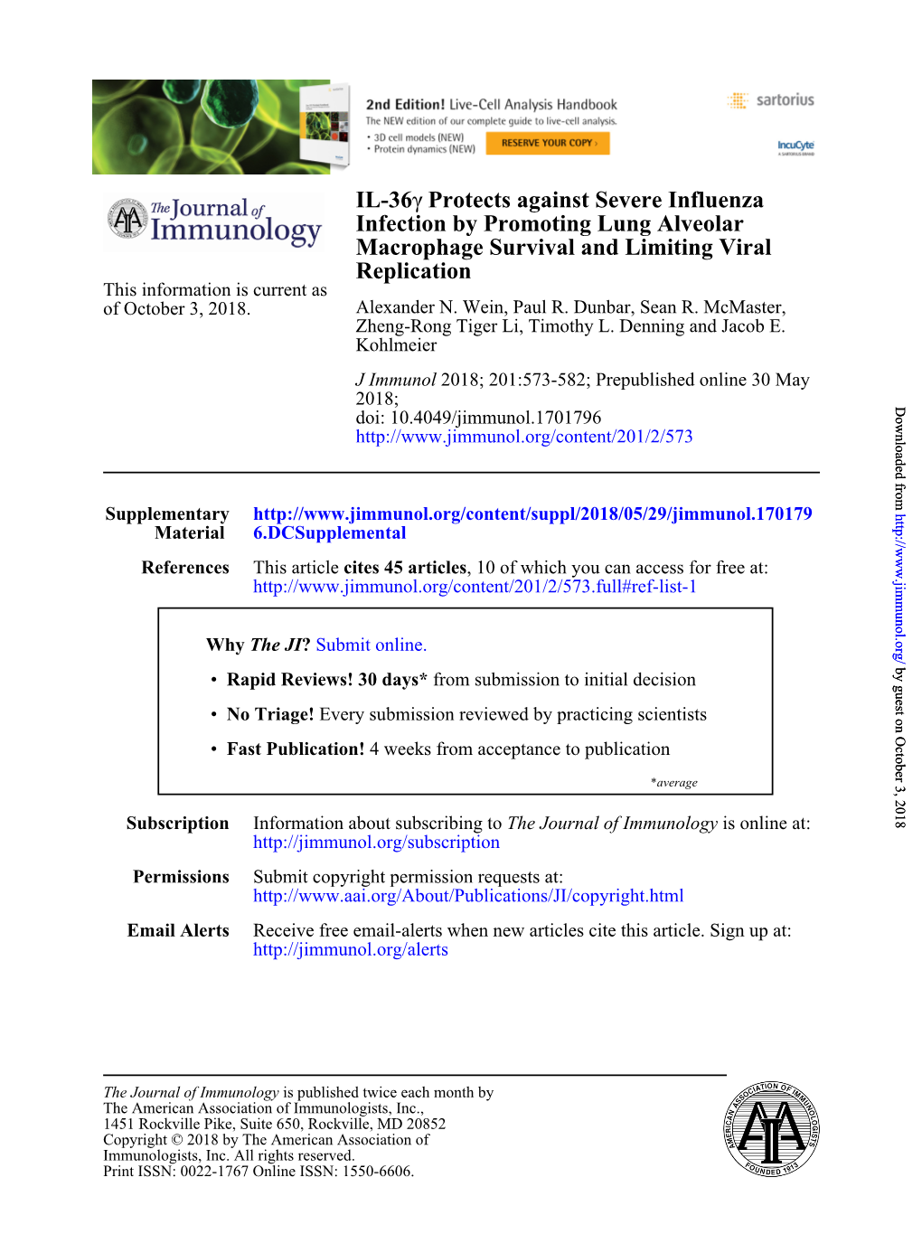 IL-36Γ Protects Against Severe Influenza