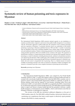 Systematic Review of Human Poisoning and Toxic Exposures in Myanmar