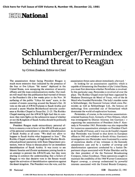 Schlumberger/Permindex Behind Threat to Reagan