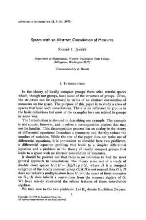 Spaces with an Abstract Convolution of Measures in the Theory of Locally