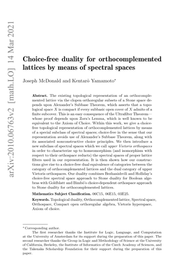 Arxiv:2010.06763V2 [Math.LO] 14 Mar 2021