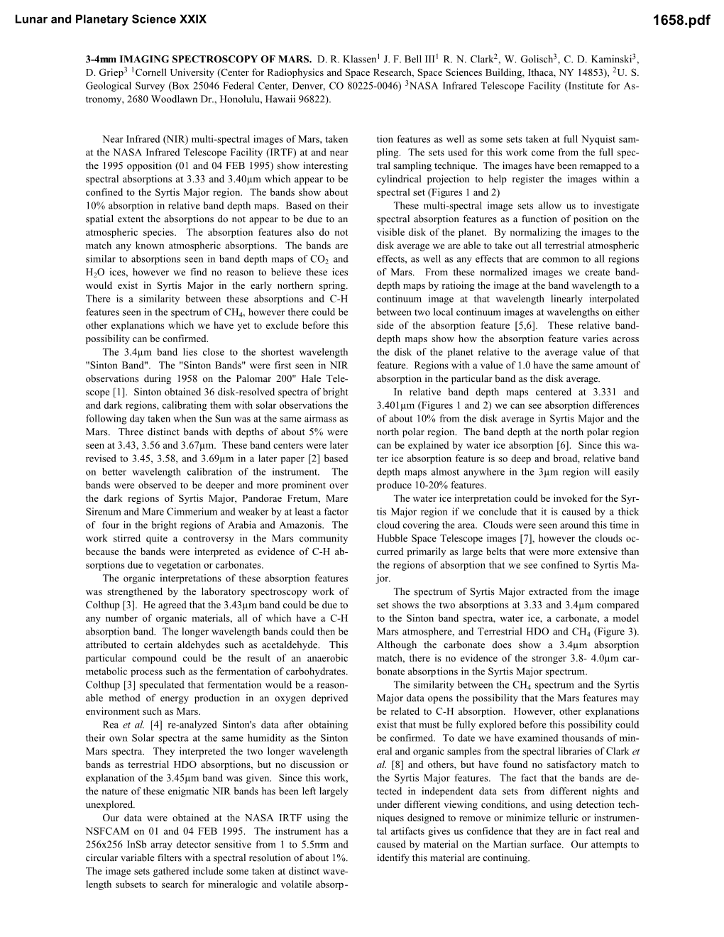 3–4 Micrometer Imaging Spectroscopy of Mars