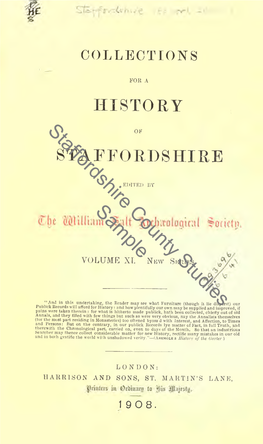 Collections for a History of Staffordshire, 1908