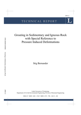 TECHNICAL REPORT Grouting in Sedimentary and Igneous Rock