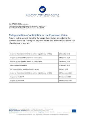 AMEG Categorisation of Antibiotics