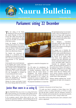Parliament Sitting 22 December
