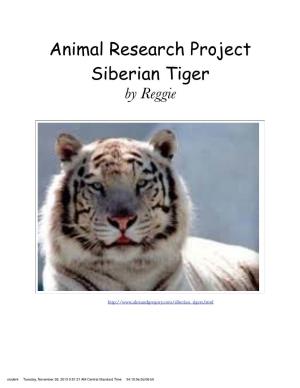 Animal Research Project Siberian Tiger by Reggie
