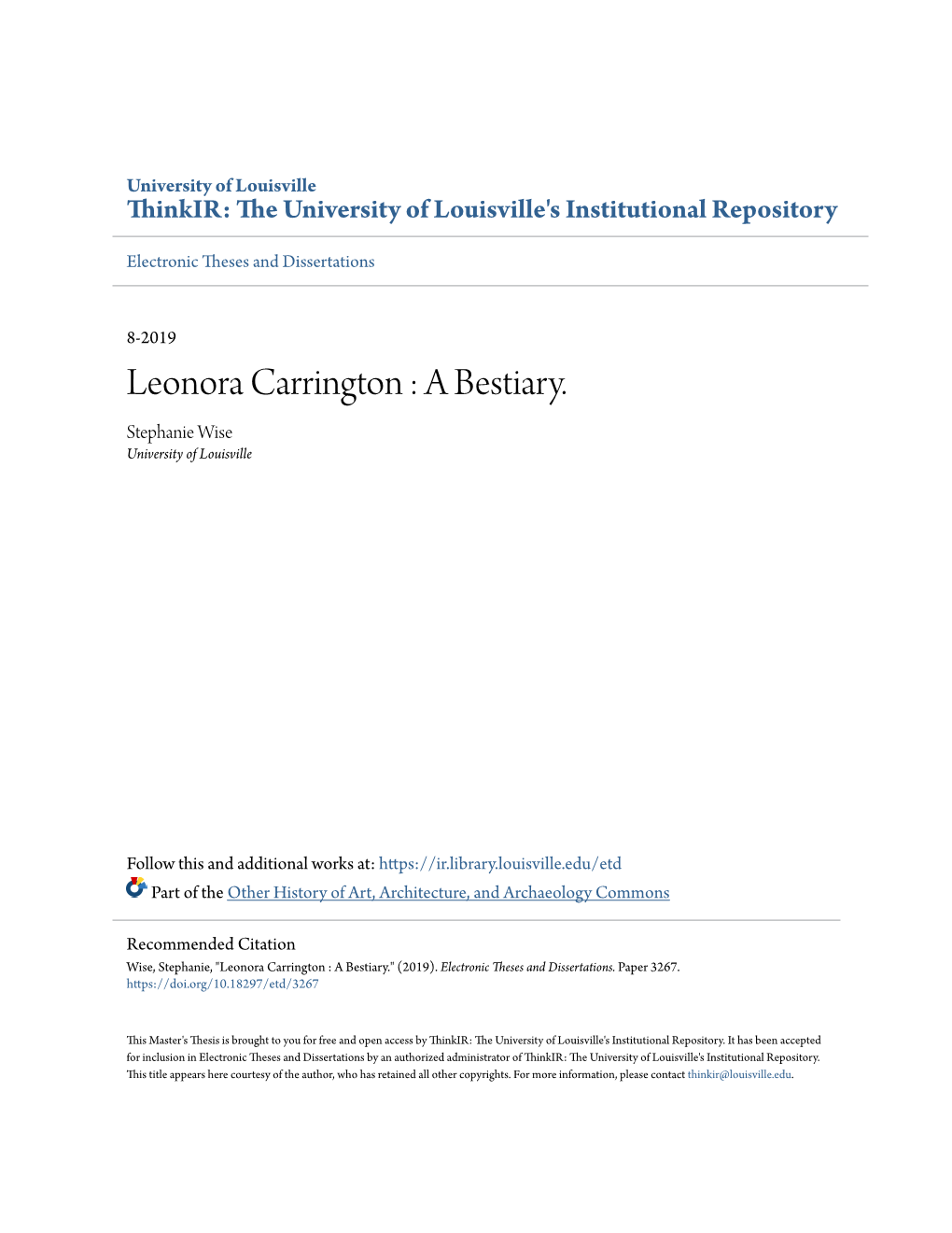 Leonora Carrington : a Bestiary