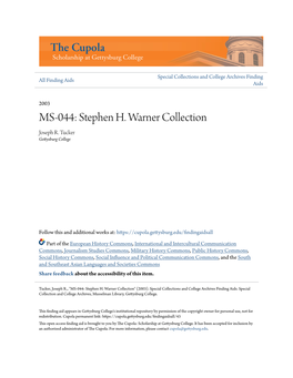 Stephen H. Warner Collection Joseph R