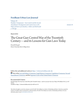 The Great Gun Control War of the Twentieth Centuryâ•Fland Its