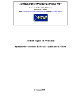 Human Rights in Romania: Systematic Violations & the Anti-Corruption Efforts