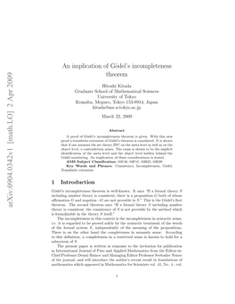 An Implication of G\" Odel's Incompleteness Theorem
