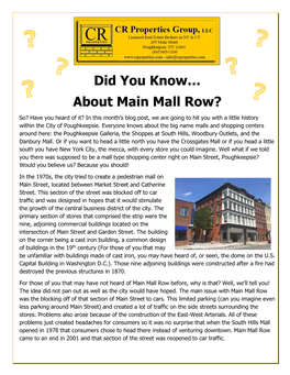 Did You Know… About Main Mall Row?