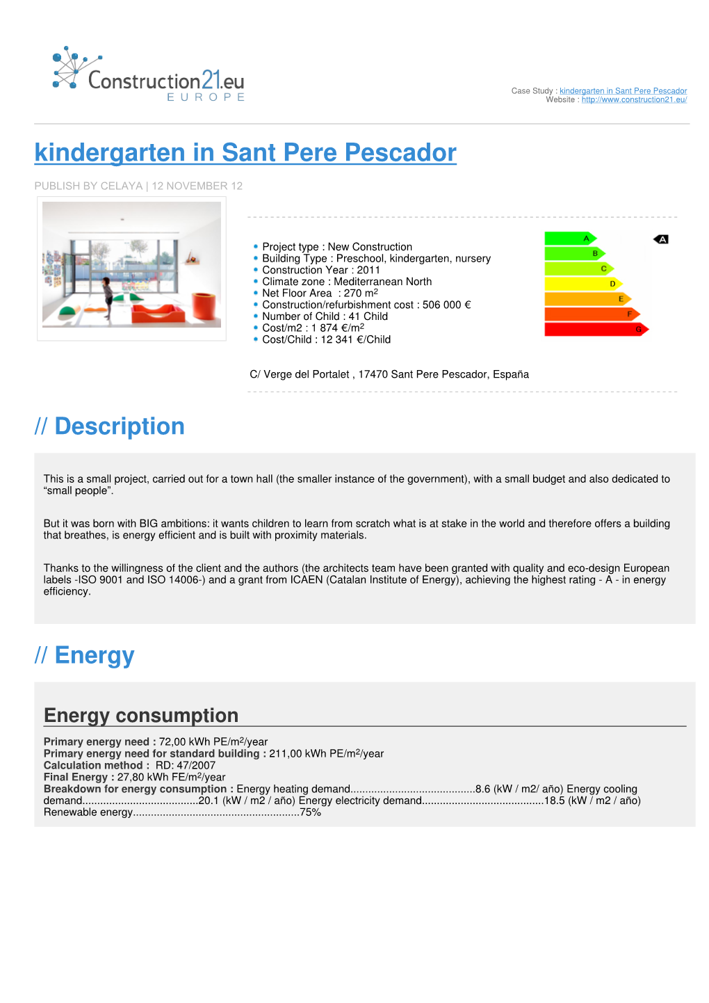 Kindergarten in Sant Pere Pescador Website : Kindergarten in Sant Pere Pescador