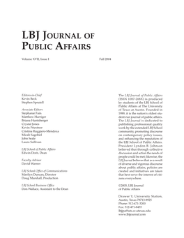 Lbj Journal of Public Affairs