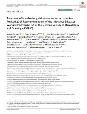 Treatment of Invasive Fungal Diseases in Cancer Patients