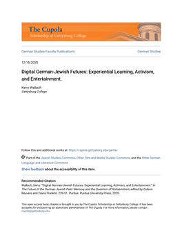 Digital German-Jewish Futures: Experiential Learning, Activism, and Entertainment