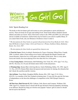 Girls' Sports Reading List