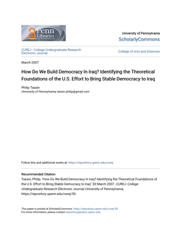 How Do We Build Democracy in Iraq? Identifying the Theoretical Foundations of the U.S