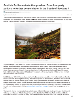 Scottish Parliament Election Preview: from Four Party Politics to Further Consolidation in the South of Scotland?