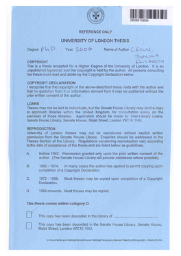 University of London Thesis