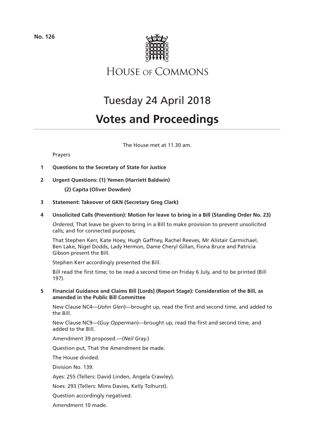 Votes and Proceedings