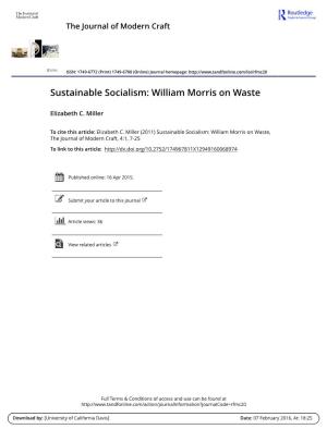 Sustainable Socialism: William Morris on Waste