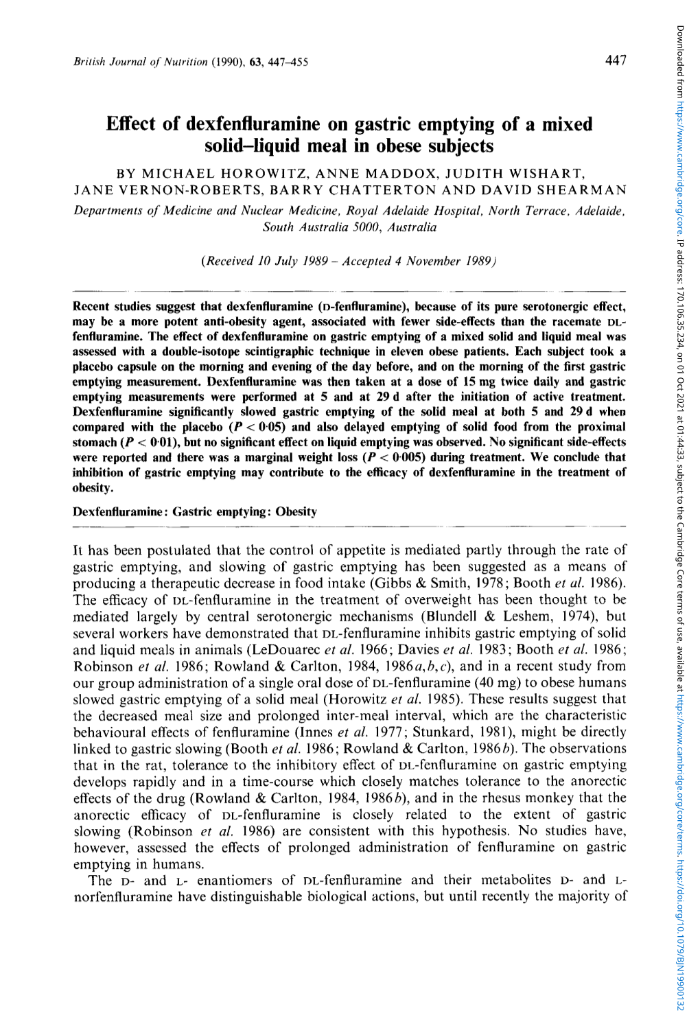 Effect of Dexfenfluramine on Gastric Emptying of a Mixed Solid-Liquid