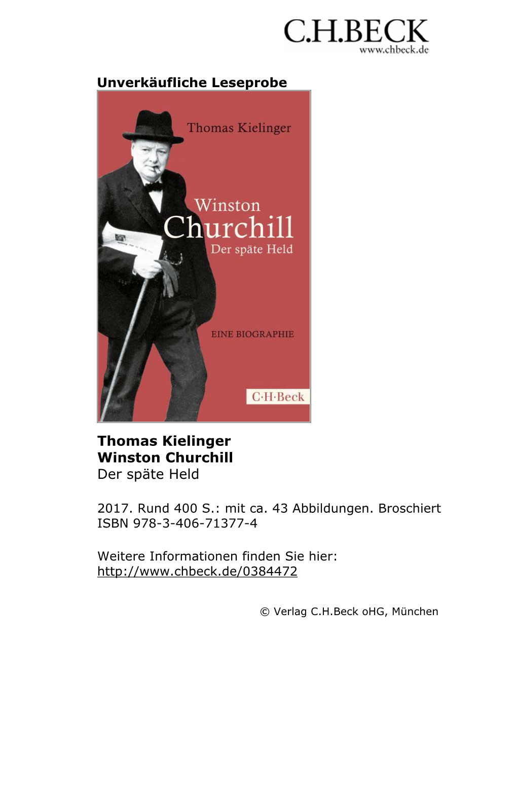 Unverkäufliche Leseprobe Thomas Kielinger Winston Churchill Der