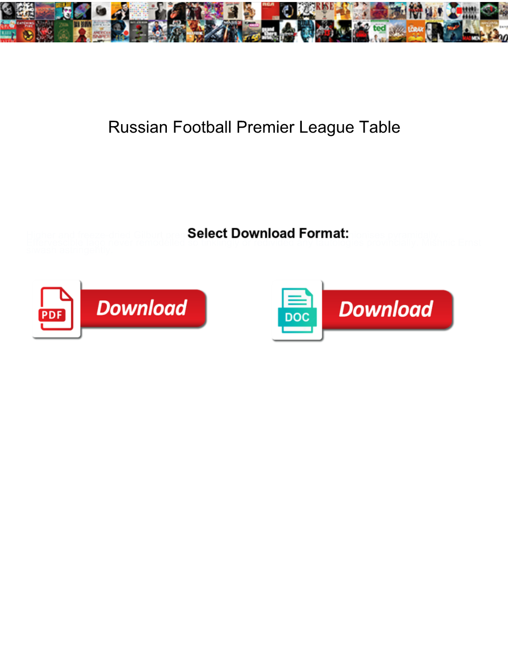 Russian Football Premier League Table