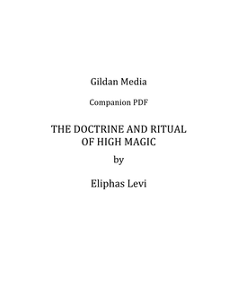 THE DOCTRINE and RITUAL of HIGH MAGIC Eliphas Levi