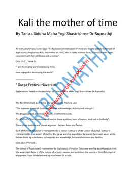 Kali the Mother of Time by Tantra Siddha Maha Yogi Shastrishree Dr.Rupnathji