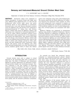 Sensory and Instrument-Measured Ground Chicken Meat Color