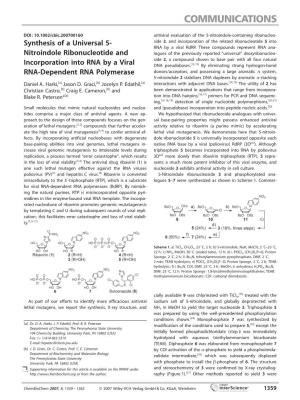 Synthesis of a Universal 5- Nitroindole Ribonucleotide and Incorporation
