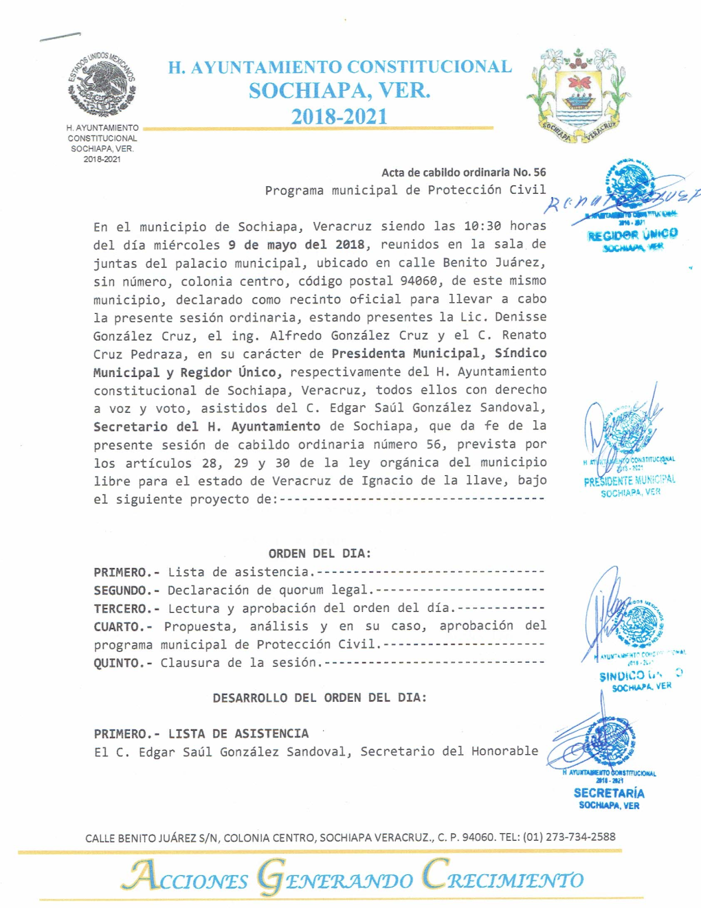 Programa Municipal De Protección Civil Del Municipio De Sochipa 2018 - 2021